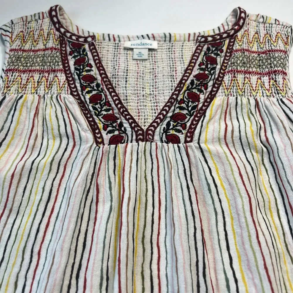 Sundance Women's Tunic Tank Top Rainbow Multicolor Floral Embroidered Size XL - Picture 5 of 16